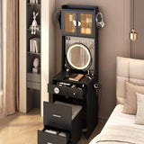 Small Vanity Desk with Mirror and LED Lights, Makeup Table with Charging Station and drawers and 89825155