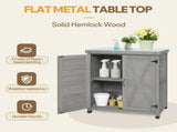 Potting Bench with Storage Cabinet and Metal Table Top for Outdoor Patio,Outdoor Work Station Table 23479910