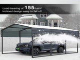 Outdoor Carport, 10 X 15 FT Carport, Heavy Duty Carport Canopy with Galvanized Steel Roof and Frame, 75273525