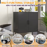 Heavy Duty Metal Buffet Sideboard Modern Steel Storage with 2 Shelves, Free Standing Accent GL-W2735P186336