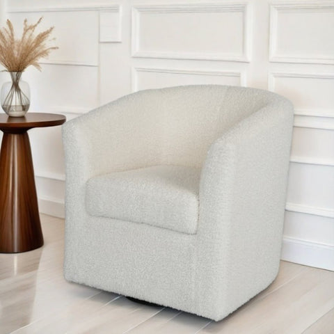 ZUN Teddy Velvet 360&deg; Swivel Chair, White, No Installation Required N765P165527