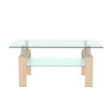 Rectangle Glass Coffee Table, Clear Coffee Table Modern Side Center Tables for Living Living W24182241