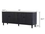 Modern Black Sideboard Cabinet with Decorative Nailhead Accents, Stylish Storage Solution for Dining 93430200