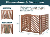 Air Conditioner Fence Screen Outside, Cedar Privacy Fence 3 Panels to Hide AC & Trash Enclosure, 70398257
