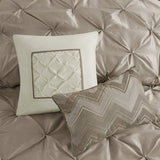 7 Piece Tufted Comforter Set Taupe Cal King B03596868