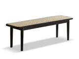 Modern Style Black Color Solid Oak Wood Dining Bench with Rattan Detail, Modern Bench for Bedroom W1283P289377