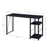 Rectangular Writing Desk with 2 Tier Shelf, Black B016P312622