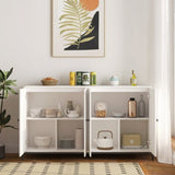 ZUN Storage Cabinet Buffet Cabinet with 2 Cabinet, 4 Doors, Metal Leg, Sideboard Wooden Cabinet, W1321P212601