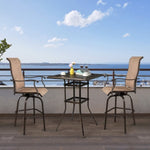 ZUN Patio Bar Height Table, All-Weather Cast Aluminium Square Bar Bistro Table with 2" Umbrella Hole, 72740322