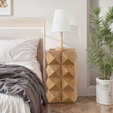 23.62"Height Three-dimensional Embossed Pattern Design Retro Side Table,Retro Wooden Nightstand W75770647