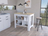 Brooklyn Antibacterial Surface Kitchen Island, Three Concealed Shelves B128P148887
