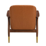 29.2'' Mid-Century Faux Leather Accent Chair with Cushioned Seat, Solid Wood Frame, and Brass-Tipped N767P205863B