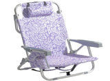 1 PCS Aluminum Beach Chair, 8.5 Inch Seat Height Purple Tribal Pattern, Adjustable Folding Chair 27973708