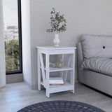 3-Tier End Table/Nightstand, Side Table for Small Space, White B097P199749