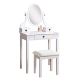 ZUN Moniys Wood Moniya Makeup Vanity Table and Stool Set, White T2574P163835