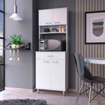 ZUN Bay Area Pantry, Two Door Cabinets, One Drawer, Four Adjustable Metal Legs B128P148867