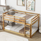 ZUN Solid Wooden, Solid Rubber Wooden Twin over Twin Loft Bed with Ladder, with Bed Platform of W504P191673