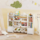 White Multi-Functional Kids Storage Shelf - Toy OrganizerBookcase, 56"x12"x39", Anti-Toppling, 86189932