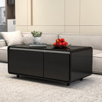 ZUN Modern Smart Coffee Table with Built-in Fridge, Wireless Charging, Power Socket, USB Interface, W1172125505