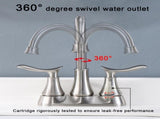 2-Handle 4-Inch Brushed Nickel Bathroom Faucet, Bathroom Vanity Sink Faucets with Pop-up Drain and 74227257