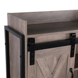 Retro Style MDF With Triamine Iron Frame Sliding Door Three-Layer Rack Bathroom Cabinet 54703194