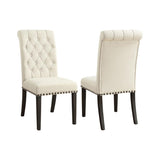 Set of 2 Fabric Upholstered Dining Side Chairs, Beige and Smokey Black B016P369245