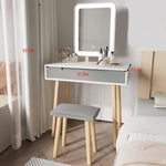 ZUN Vanity Set with Adjustable Brightness Mirror and Cushioned Stool, Dressing Vanity Makeup 97792225