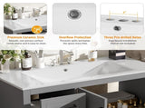 36" Modern Bathroom Vanity with Ceramic Sink, Soft-Close Door, Adjustable Shelf & 3 Drawers, Ample N729P280194E
