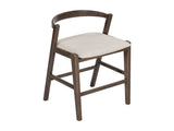 Balmain Indoor Rubberwood Barstool, Dark Brown Finished and Beige Upholstery, Set of 2 N775P318294D