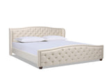 Fontana Wingback Upholstered Platform Bed Frame, King, Sky Neutral Beige Polyester B2719P238226