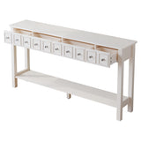 Long Console Table Entryway Table with Different Size Drawers and Bottom 79017046