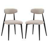 ZUN Modern Dining Chairs Set of 2, Curved Backrest Round Upholstered and Metal Frame, Light Grey W876110769