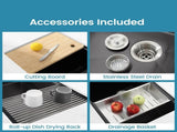 Stainless Steel Kitchen Sink, 30x19 Single Bowl, Undermount Handmade Sink in Black, with Cutting 08831545
