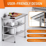 Stainless Steel Table with Wheel Caster 24 x 36 Inches Metal Food Prep Work Table with 2 Adjustable W1192P301449