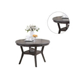 Dining Room Furniture Gray Oak Rubber wood MDF Round Table 1pc Table w Shelve B01156000