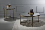 ZUN ACME Aditya End Table, Mirrored & Antique Brass Finish LV02736