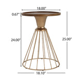 HOLLOW EDGE RETRO ART PINE SIDE TABLE, ANTIQUE GOLD NATURAL COLOR N770P281548A