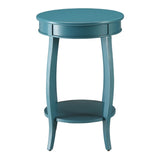 Teal Round Side Table with Bottom Shelf B062P181367