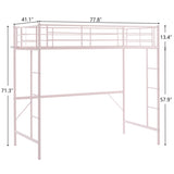 ZUN Twin Size Metal Loft Bed with Safety Guardrails & 2 Built-in Ladders, Loft Bunk Bed Frame for Teens 95102759