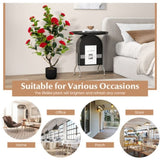 2 PCS 38 Inch Artificial Camellia Tree Faux Flower Plant in Cement 28367252