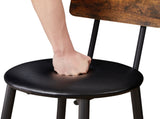 Round bar stool set with shelf, upholstered stool with backrest, Rustic Brown, 23.62'' W 23.62'' D 43399566