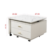 Extendable Coffee Table with Storage, Reversible Living Room Table with 2 Drawers and with 6 Wheels, W331P286652