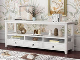 3 Tier Vintage Solid Console Table with 3 Drawers and Shelves, Industrial Console Table Coffee Table 27901297
