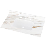 37 Inch Marble Vanity Top, Bathroom Vanity Top with Undermount Rectangular Middle Sink and 4" Height 71886302