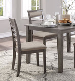 Beautiful Gray Finish 5pc Dining Set Table and 4 Side Chairs Set Fabric Upholstery Wooden Furniture B011P170909