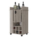 ZUN Farson Bar Cart with 2-Side Shelf, 6-Built In Wine Rack and Casters B200P176136