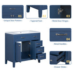 ZUN 36" Bathroom Vanity with Sink Combo, Blue Bathroom Cabinet with Drawers, Solid Frame and MDF Board 11515323