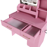 Vanity Desk with LED Mirror Lights and Power Outlet Charging Station, Makeup Dressing Table with 3 93490153