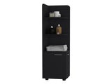 Corner Cabinet 62H" Tall with 3-Tier Shelf and 2-Door, Black B097P221673