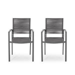 ZUN Outdoor Modern Aluminum Dining Chair with Rope Seat , Gray and Dark Gray 70660.00DGRY